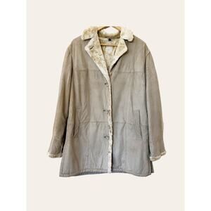 Vintage Beige Faux Suede Coat Size L